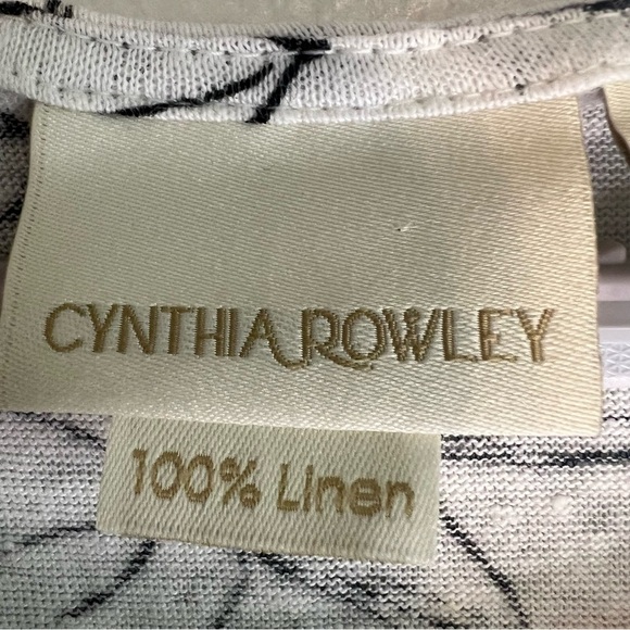 Cynthia Rowley Womens 100% Linen T Shirt Leaves White Sz L Basic Lightweight - Picture 6 of 9